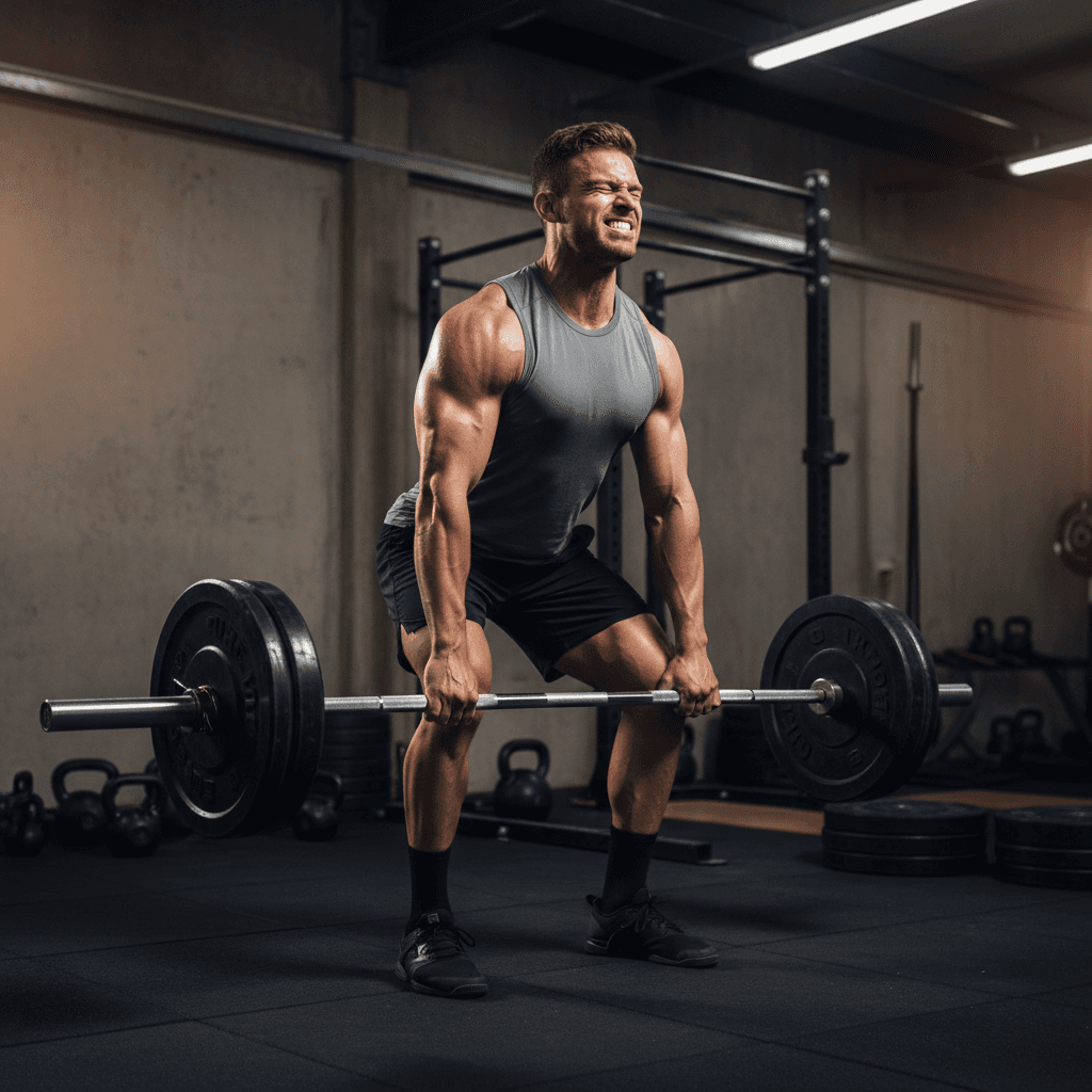 Client effectuant un soulevé de terre lourd avec bonne forme technique