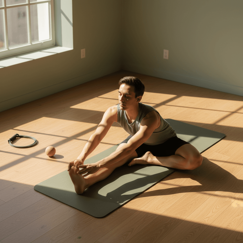 Athlète effectuant des exercices de mobilité et de récupération