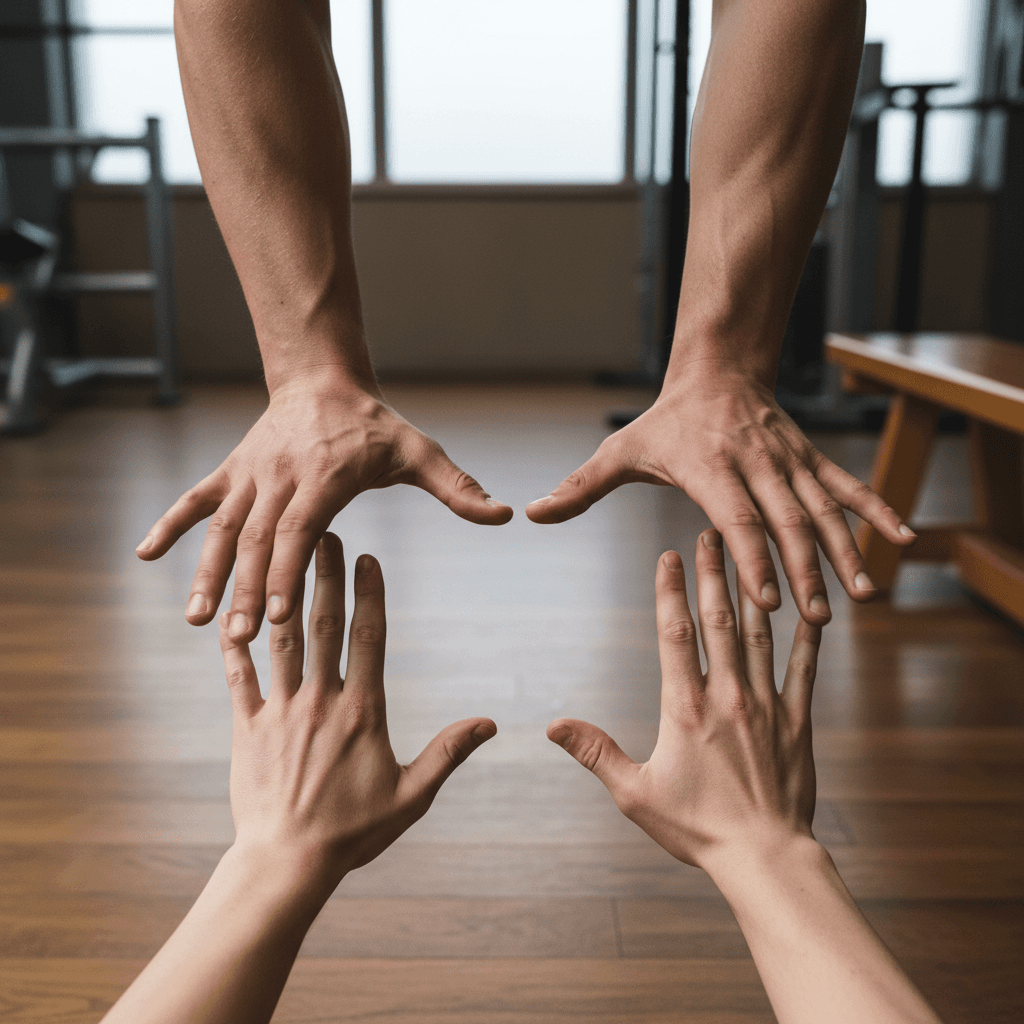 Coach démontrant la technique correcte d'un exercice à un athlète