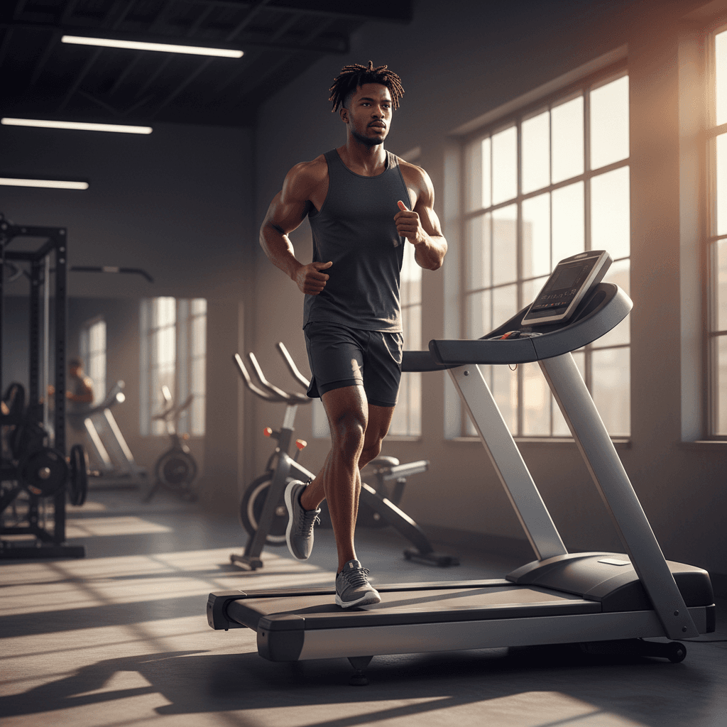 Athlète en séance d'entraînement cardiovasculaire avec focus sur la technique