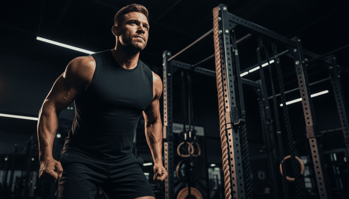 Athlète en action intense pendant un entraînement de force à Mr Fitness Cotonou