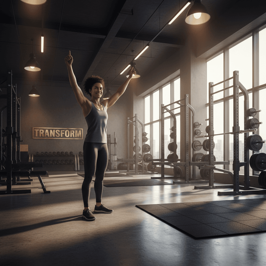 Athlète satisfait après une séance d'entraînement réussie dans la salle de gym