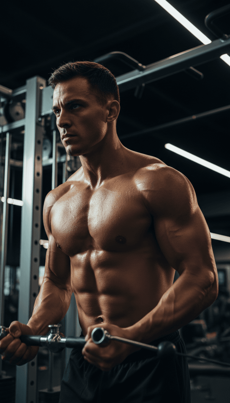 Athlète concentré pendant une séance d'entraînement intense