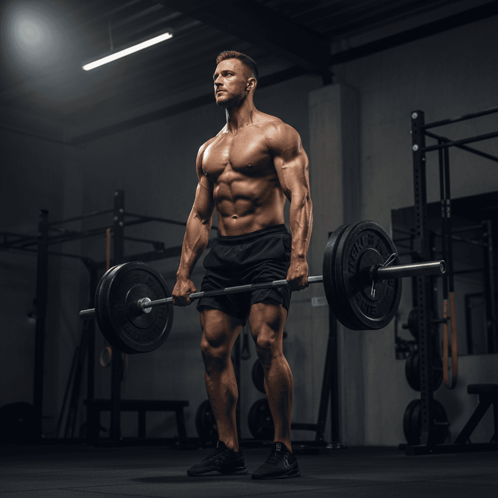 Athlète en train de soulever des poids avec discipline et concentration