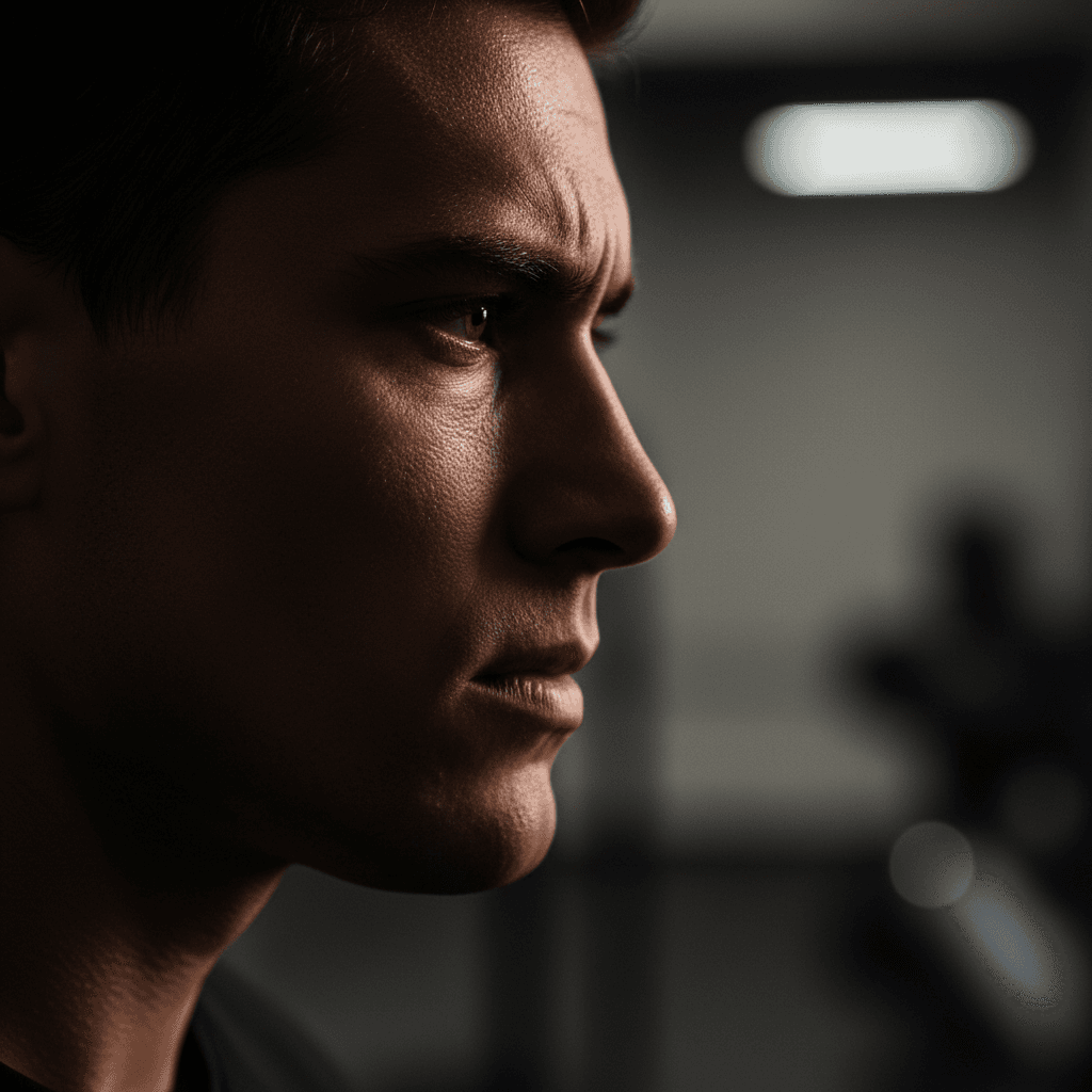 Athlète concentré en préparation mentale